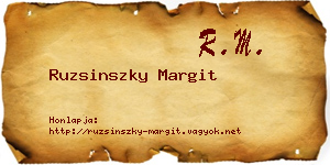 Ruzsinszky Margit névjegykártya